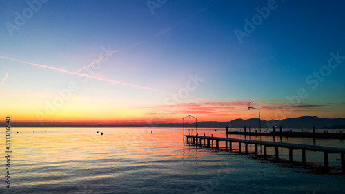 Sunset at Garda lake  Italy. Italian landscape