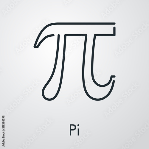 Símbolo matemático pi. Icono plano lineal en fondo gris