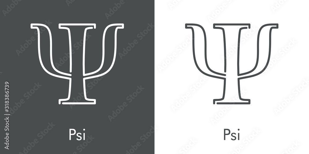 Icono plano lineal símbolo Psi en fondo gris y fondo blanco Stock ...