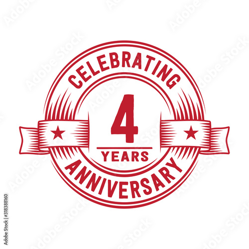 Wallpaper Mural 4 years logo design template. 4th anniversary vector and illustration. Torontodigital.ca