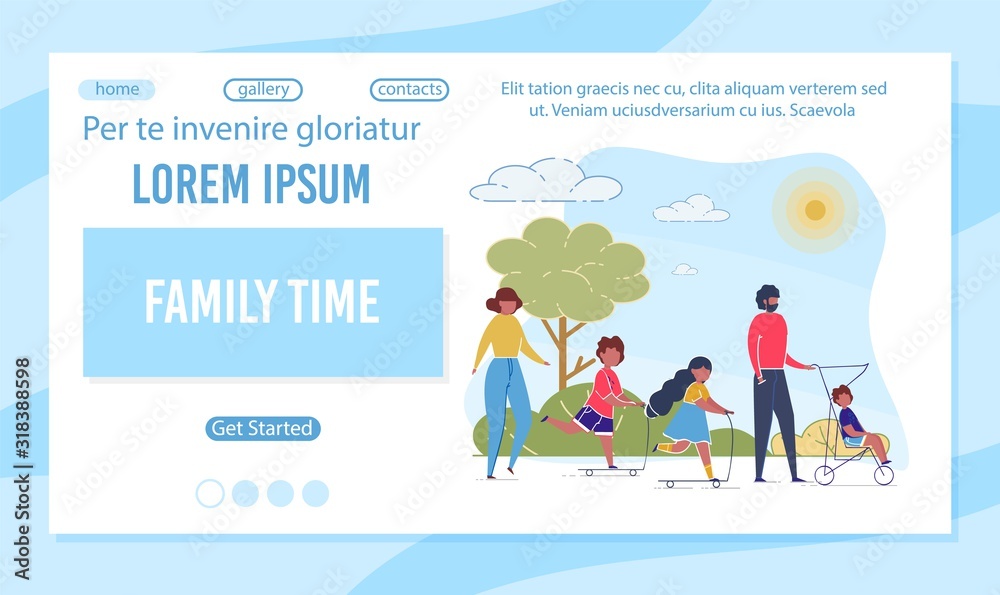 Family Time Flat Landing Page Vector Template