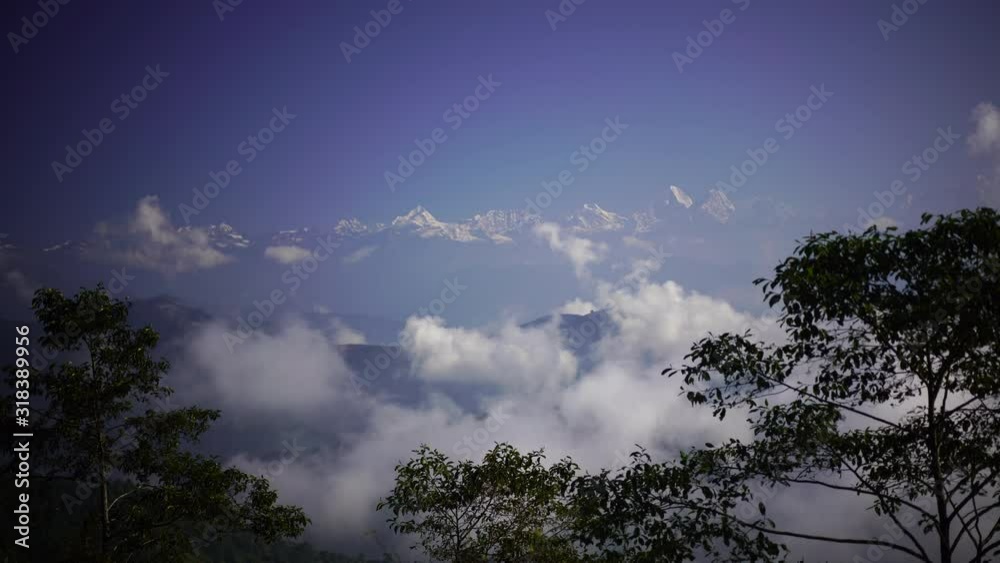 Sunset above mountain in valley Himalayas mountains Sunset above mountain in valley Himalayas mountains