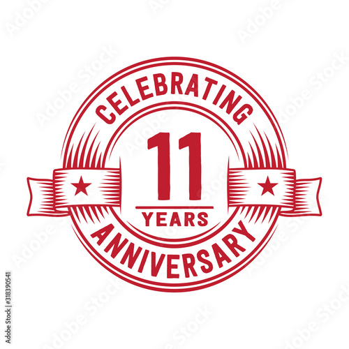 11 years logo design template. 11th anniversary vector and illustration.