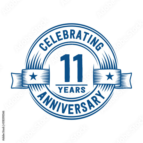11 years logo design template. 11th anniversary vector and illustration.