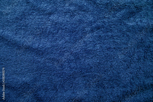 Blue fabric texture, solid crumpled fabric background, rough texture