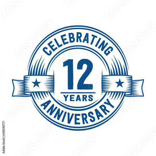 Принти на полотні 12 years logo design template