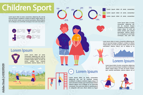 Children Sport Infographic Vector Infographic Set.