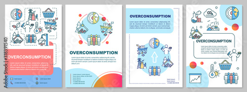 Overconsumption brochure template. Environmental damage. Flyer, booklet, leaflet print, cover design with linear icons. Vector layouts for magazines, annual reports, advertising posters