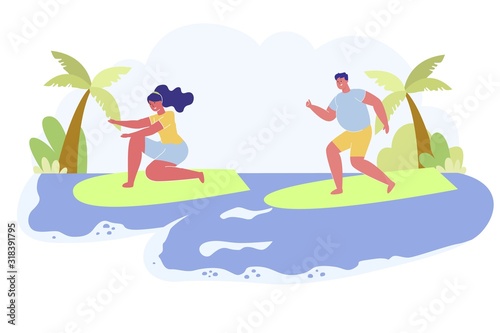 Man and Woman Riding Surf Boards by Ocean Waves
