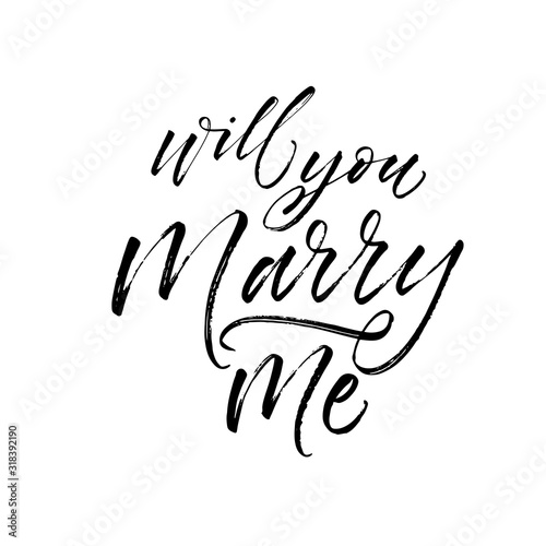Will you marry me card. Modern vector brush calligraphy. Ink illustration with hand-drawn lettering. 