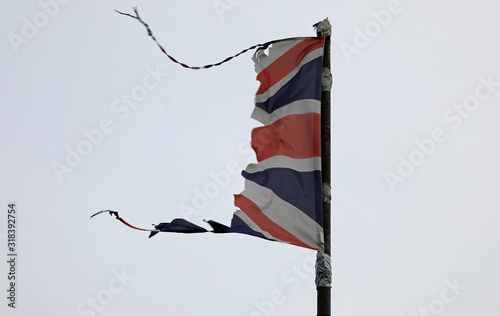 Tattered UK Union Jack flag