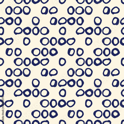 Retro Irregular Shaped Circles Set Vector Seamless Pattern. Modern Mid-Century Abstract Polka Dot Geometric Background