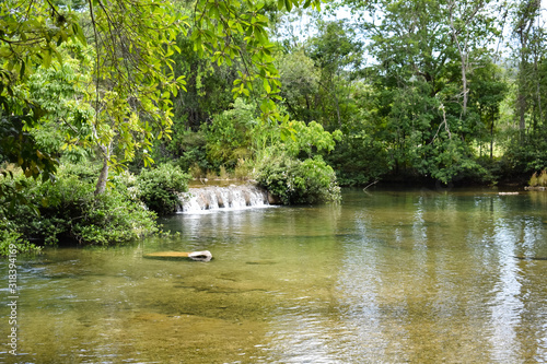 On the grounds of the Walib Ha waterfalls in Mexico