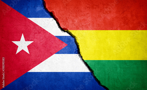Canvas Print Bolivia and Cuba conflict. Illustration.