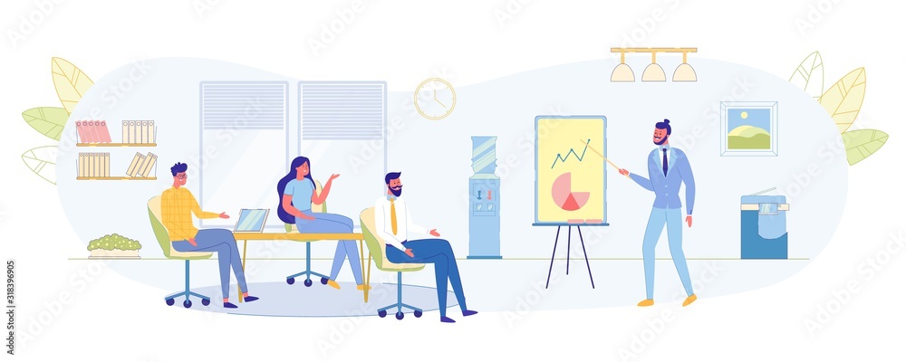 Business Meeting in Office Flat Vector Concept
