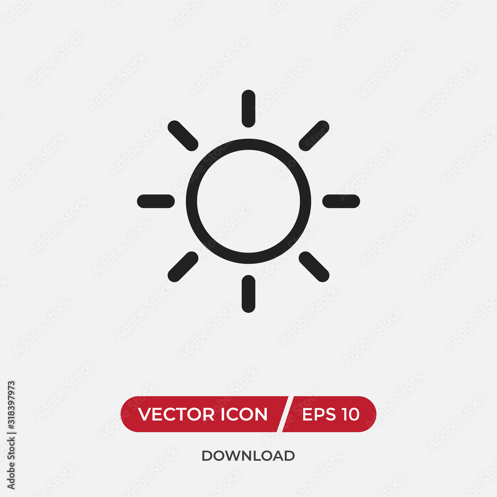 Sun vector icon, summer symbol in modern design style for web site and mobile app Sun vector icon, summer symbol in modern design style for web site and mobile app