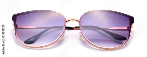 Stylish sunglasses on white background