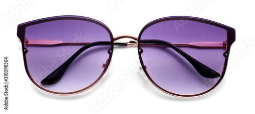 Stylish sunglasses on white background