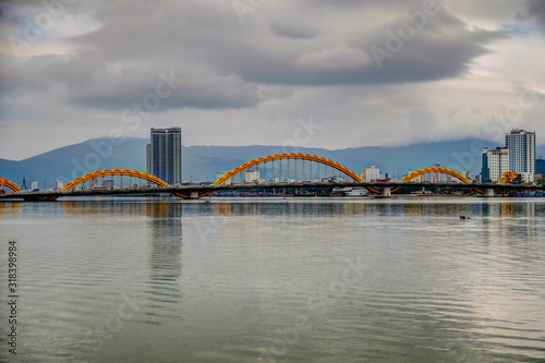 Bridges along the river shores of the River Han in Da Nang Vietnam