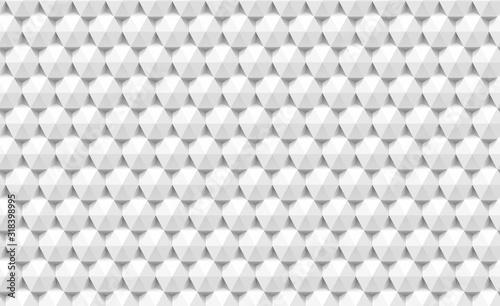 Fototapeta Naklejka Na Ścianę i Meble -  3d paper triangles and hexagons seamless pattern. Abstract vector geometric texture of triangular. Monochrome illustration with geometric shapes