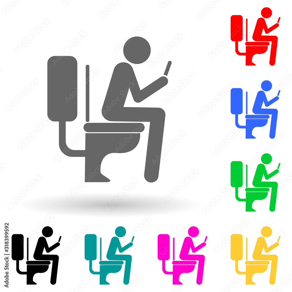 use the phone in the toilet multi color style icon. Simple glyph, flat vector of bad habbits icons for ui and ux, website or mobile application use the phone in the toilet multi color style icon. Simple glyph, flat vector of bad habbits icons for ui and ux, website or mobile application