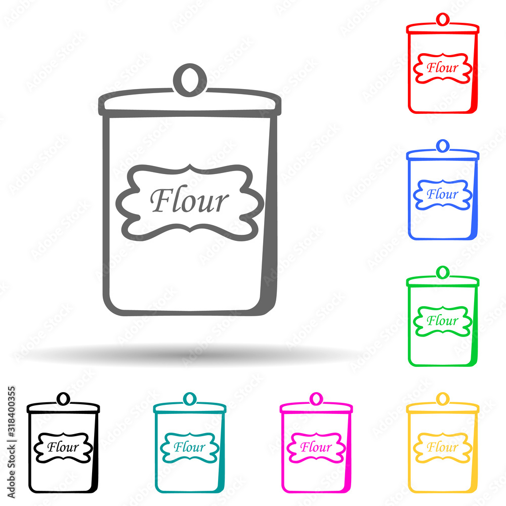 flour bank multi color style icon. Simple thin line, outline vector of bakery shop icons for ui and ux, website or mobile application