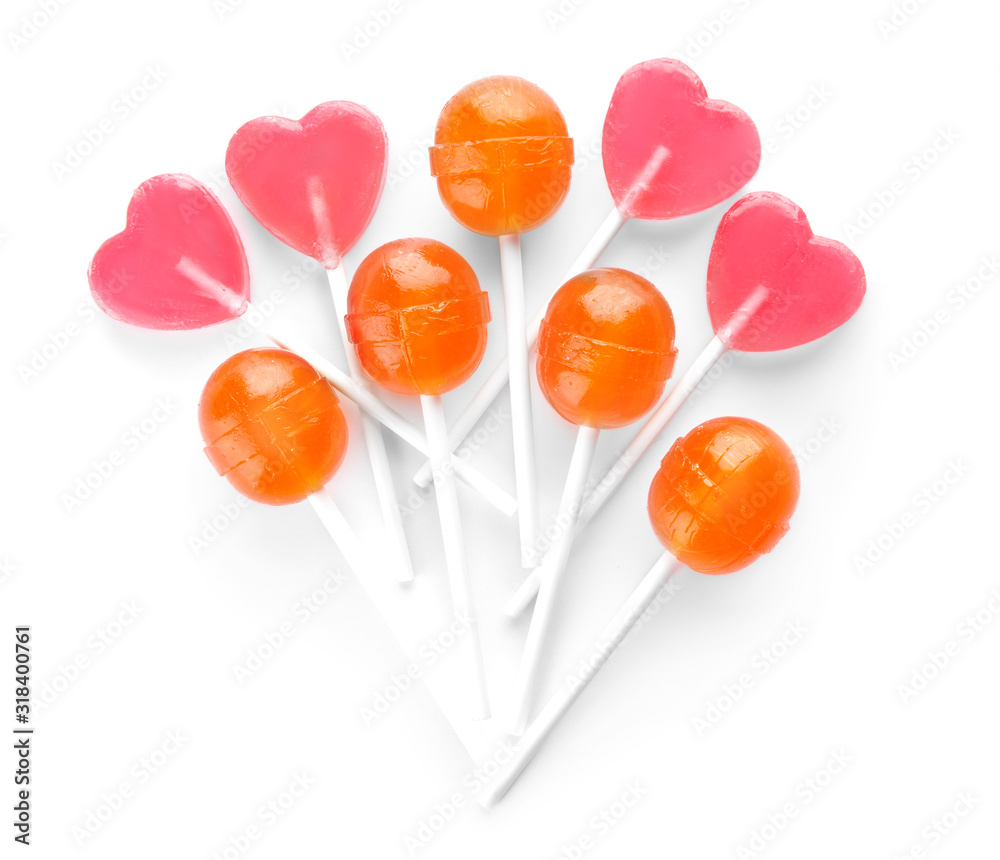 Tasty lollipops on white background Tasty lollipops on white background