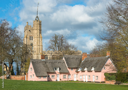 Fotografie, Obraz Thatched cottage painted in Suffolk pink
