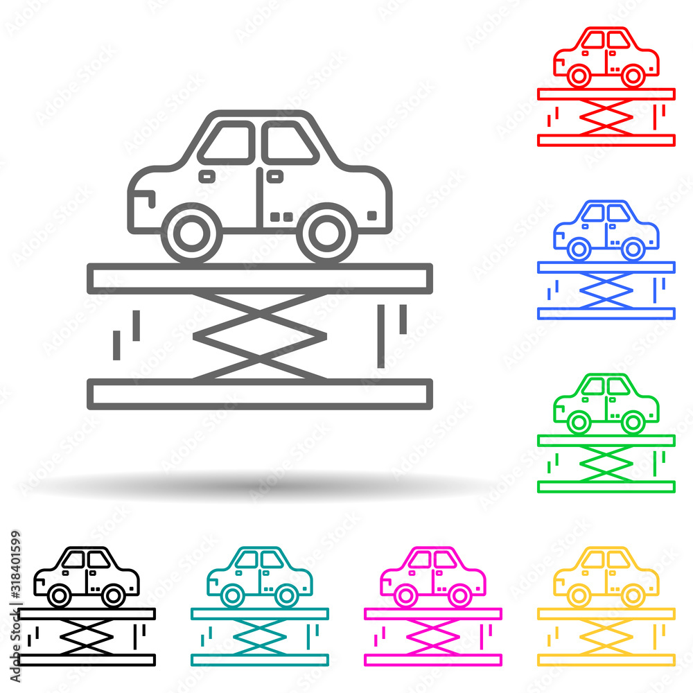 Obraz premium car lifter multi color style icon. Simple thin line, outline vector of cars service and repair parts icons for ui and ux, website or mobile application