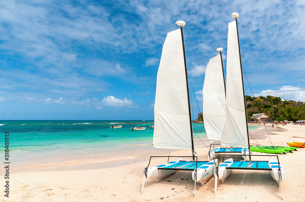 Long bay Atlantic coast - Caribbean tropical sea - Antigua and Barbuda.