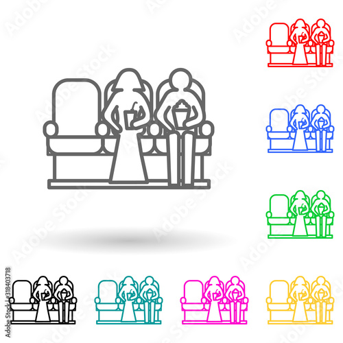 people in cinema seance multi color style icon. Simple thin line, outline vector of cinema icons for ui and ux, website or mobile application
