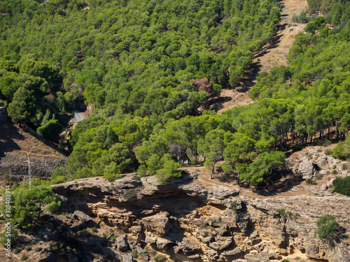 Gaitanejo reservoir and dam near the Royal El Chorro Royal Trail. Spain