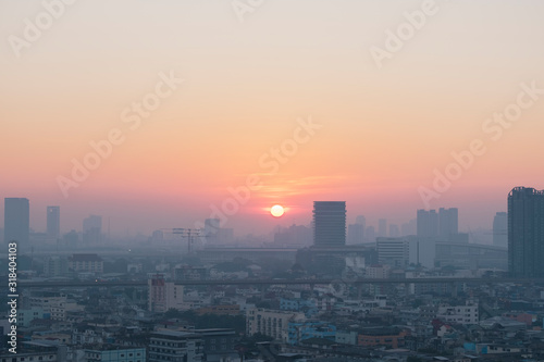 morning time  rush hour and air pollution of Bangkok Thailand