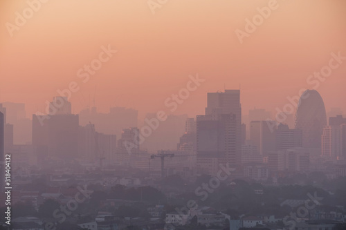 morning time, rush hour and air pollution of Bangkok Thailand