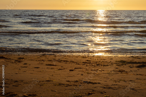 sunset over the North sea at Mellembystrand, Sweden photo