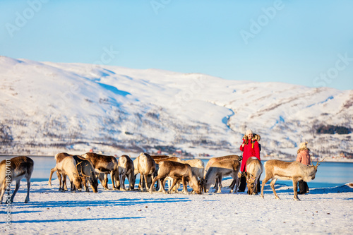 Family with reindeer