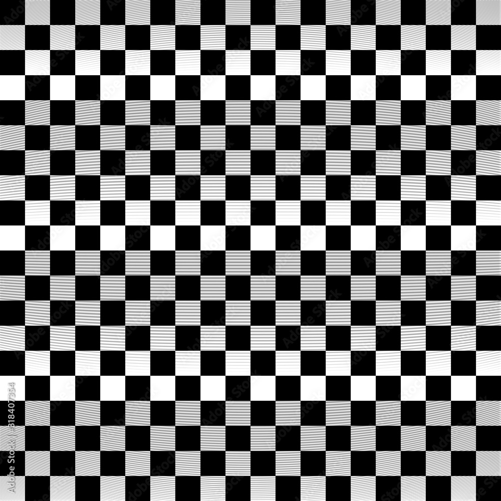 Fototapeta premium Black and white checkered mosaic tiles background.