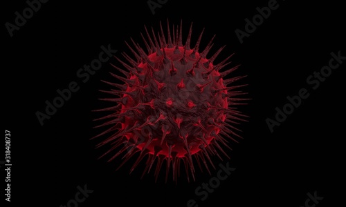 Abstract bacteria or virus cell in spherical shape with long antennas. Corona virus. Pandemic or Corona virus infection concept - 3D Rendering.