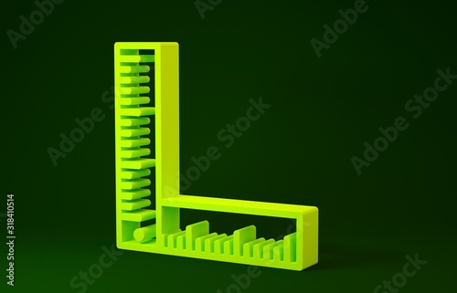 Yellow Folding ruler icon isolated on green background. Minimalism concept. 3d illustration 3D render