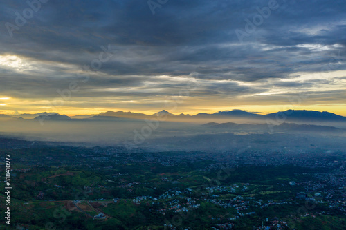 Aerial view of foggy Puncak Pass in the morning © Creativa Images