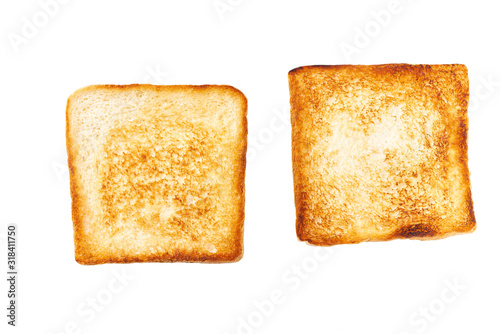toast bread slices isolated on white background, top view