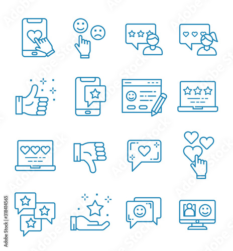 Set of feedback icons with outline style.