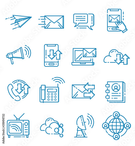Set of communication icons with ouline style.