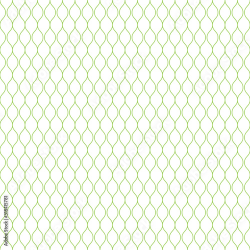 Seamless geometric pattern in green color made of thin flat trendy linear style lines. Inspired of banknote, money design, currency, note, check or cheque, ticket, reward. Watermark security. Vector.