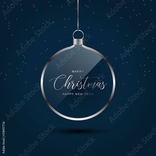 WebXmas and happy new year glass ball, vector illustration