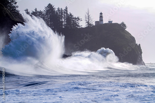 Waves crashing on the rocks at Cape Disappointment