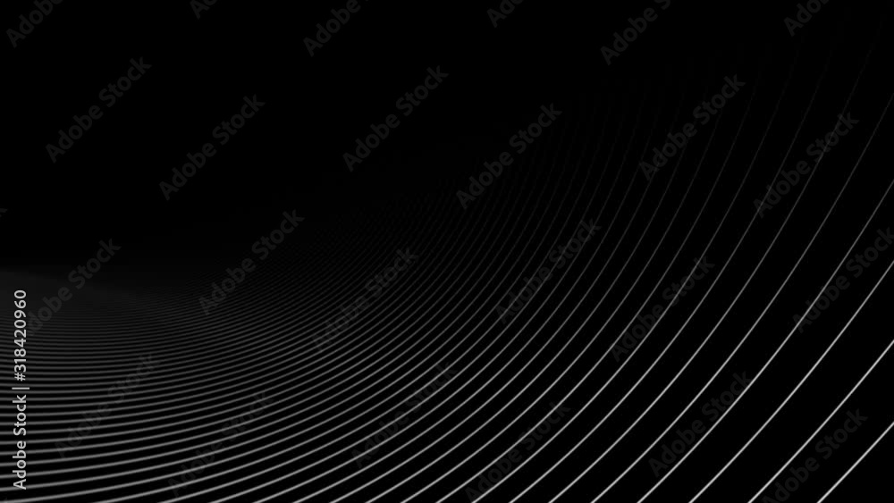 Curvy white lines pattern on black magic background.
