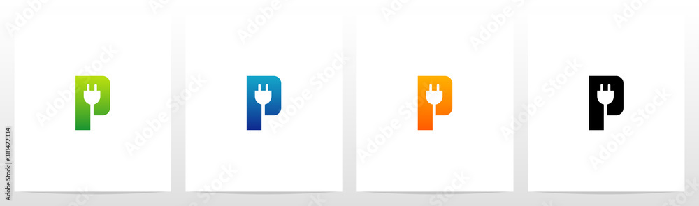 Power Plug On Letter Logo Design P Power Plug On Letter Logo Design P