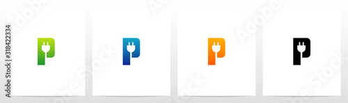 Power Plug On Letter Logo Design P