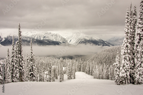 Skiing in friends in the mountains